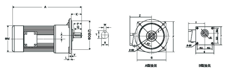 GV立式单相缩框型(刹车)减速马达齿轮减速电机图纸