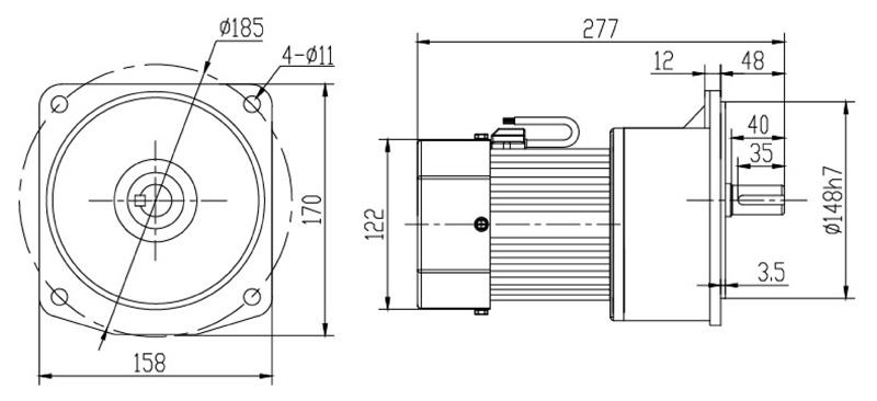 SV22-400W微型永磁减速电机图纸