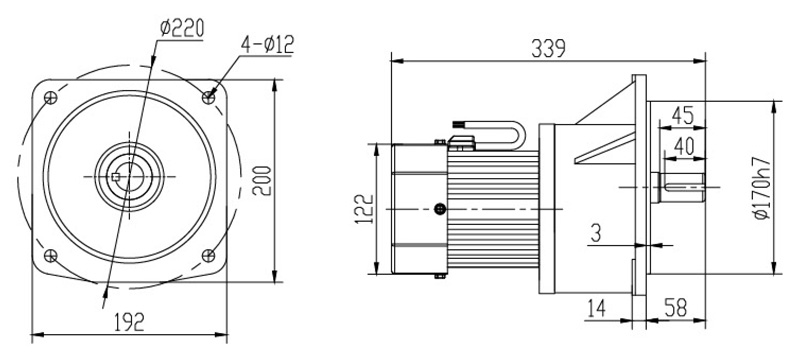 SV28-750W微型永磁减速电机图纸